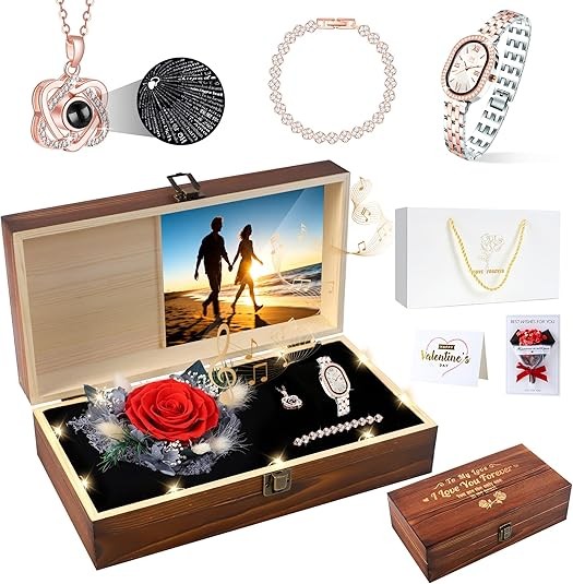 Preserved Rose Necklace Set