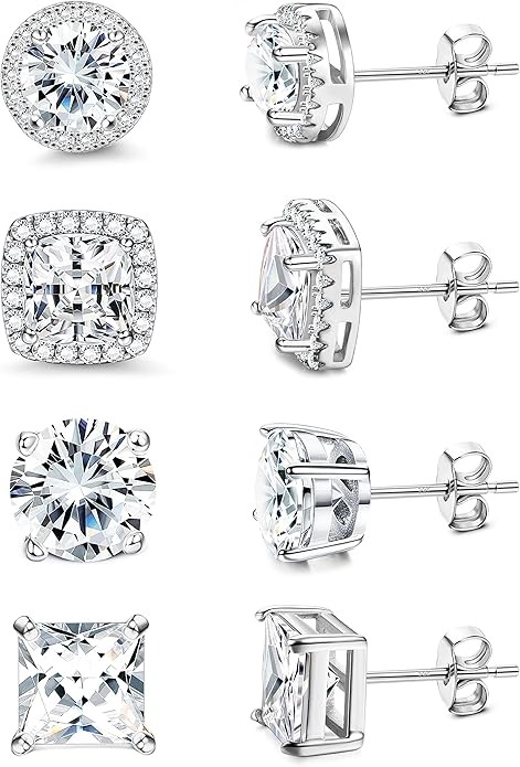 CZ Halo Stud Earrings